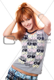 Portrait of attractive red-haired girl