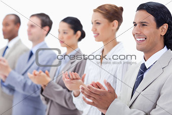 Close-up of a business team applauding 