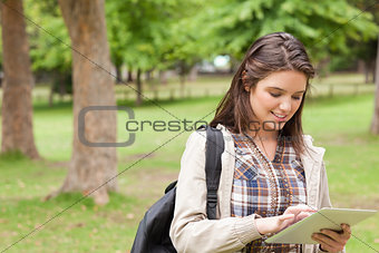 First-year student using a touch pad