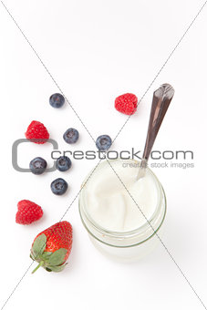 White yogurt and berries