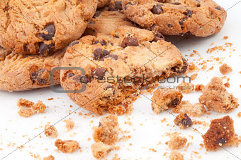 Close up of many cookies piled up together