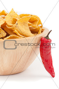 Pimento posed against a bowl full of crisps