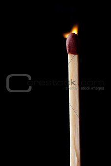 Close up of a match set on fire