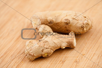 Piece of ginger on a worktop