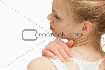 Close up of a woman massaging her nap