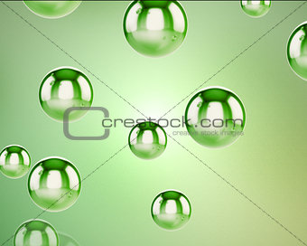 Green water sphere falling