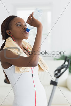 Black woman drinking water