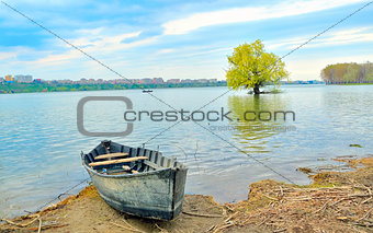 boat on shore of danube 