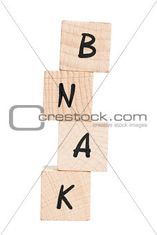 Word Bank Misspelled With Wooden Blocks.