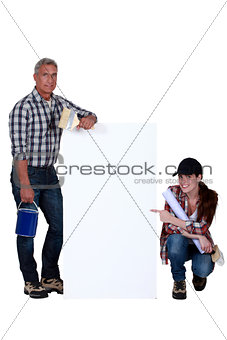 Father and daughter doing DIY