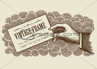Vintage Frame Background With Hand Vector