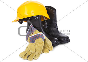 hard hat, boots and gloves 