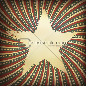 Patriotic background with grunge star-shaped label. Vector, EPS1