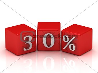 3d red cubes thirty percent