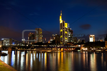 colorful Frankfurt am Main at night