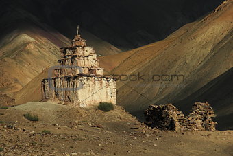 Old stupa in Runback village, Ladakh, Jammu & Kashmir, India