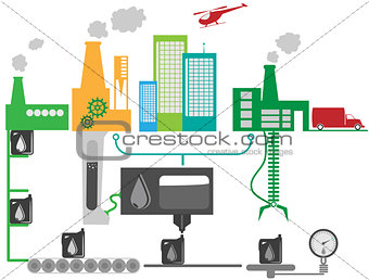 Oil industrial factory schematic illustration