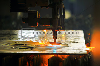 Laser cutting metal sheet