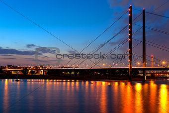 Night bridge over the Rein in Dusseldorf