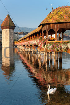 Morning Chapel Bridge in Luzern