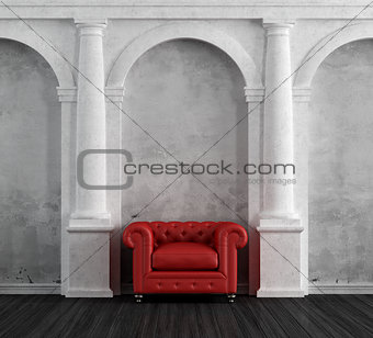 Red armchair in a luxury classic home