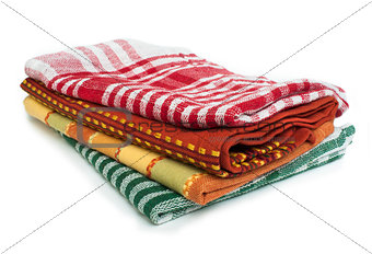Colorful kitchen towels white isolated