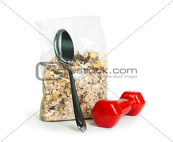 Muesli breakfast in transparent package