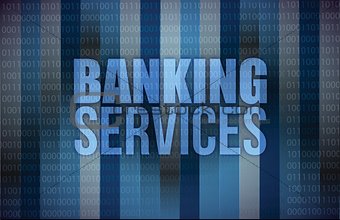 banking services on digital screen, business