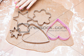 Gingerbread dough and shaped cutters