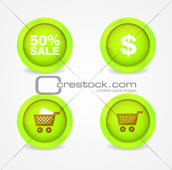 Set of glossy shopping icons. Vector icons