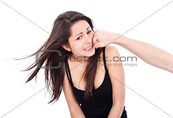 Young girl getting a punch
