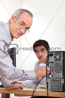 Man setting up computer