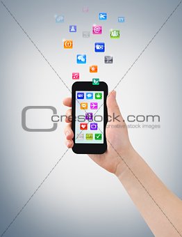 Smartphone, hand & icons