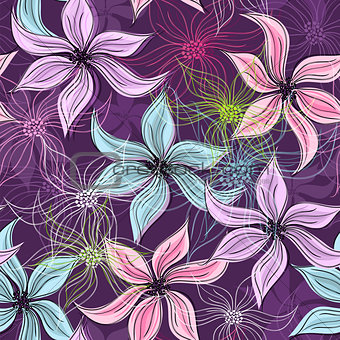 Repeating violet floral pattern