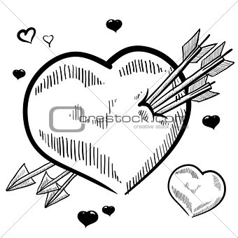Pierced heart sketch