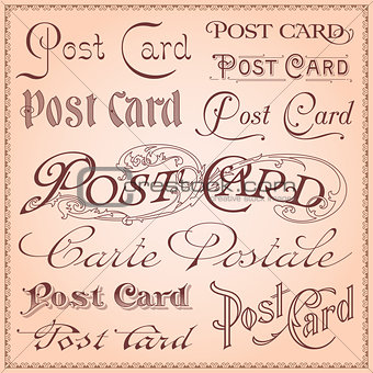 Vintage postcard letterings vector