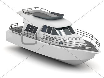 Motorized pleasure boat isolated