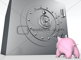 pig piggy is watching a safe