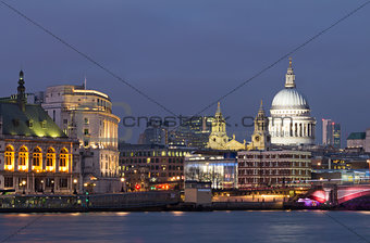 Evening view of the Thames and St Paul's Cathedral. London