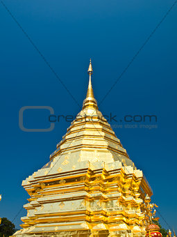Golden pagoda, Wat Phrathat Doi Suthep temple in Chiang Mai, Tha