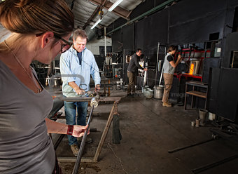 Workers Making Glass Objects