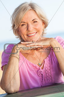 Outdoor Portrait Happy Senior Woman 