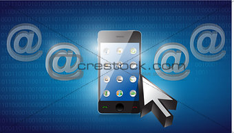 smartphone selected on a blue binary background