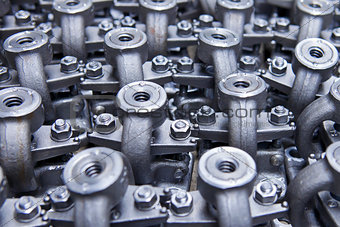 Industrial background from part of assembled valves