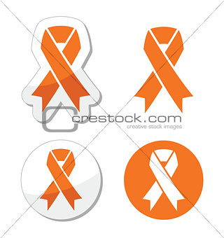 Orange ribbon - leukemia, hunger, humane treatment of animals sign