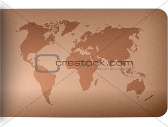 World map on leather texture background
