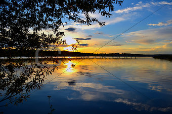 Sunset on the river Volga
