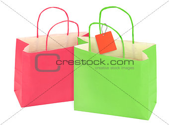 two shopping bags isolated on white