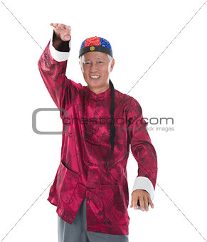 old man grand chinese kung fu master isolated on white