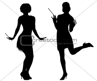 Silhouettes of women from cabaret